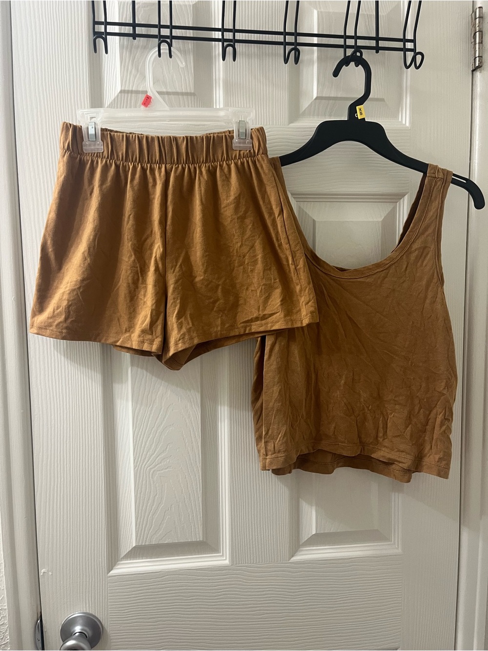 wild fable Brown Scoop-Neck Tank & Elastic-Waist Shorts Set